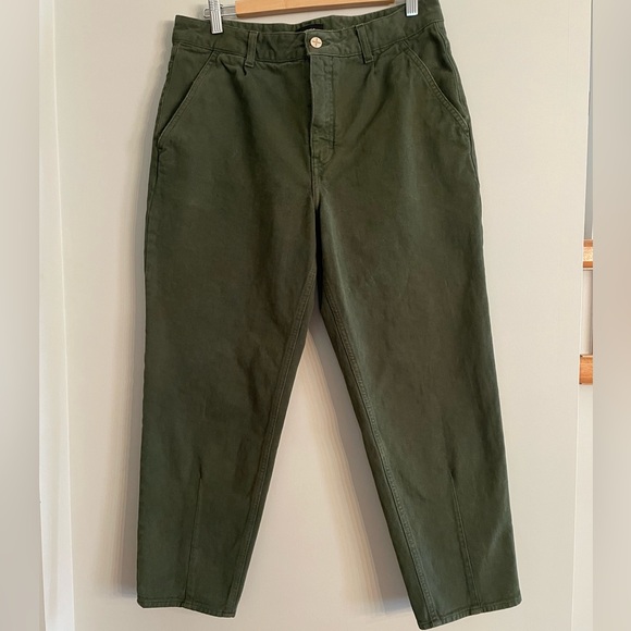 🇬🇧 ME+EM cropped olive jeans/canvas pants - Picture 2 of 12